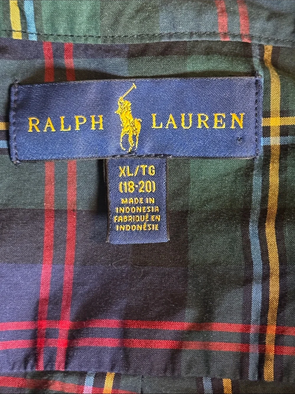 Ralph Lauren Long Sleeve Tartan Plaid Button Down Dress Shirt Boys XL 18-20